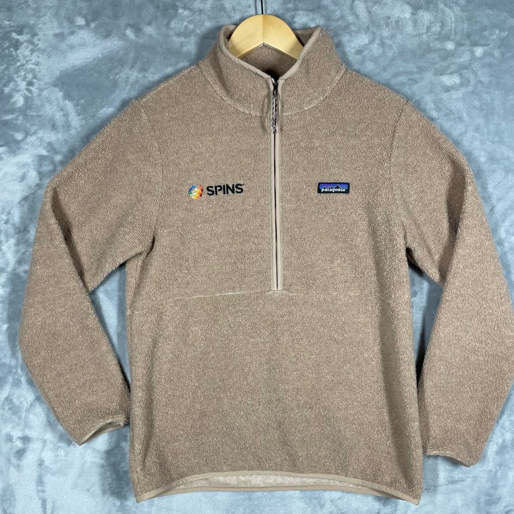 Patagonia Better Sweater 1/4 Zip Fleece Pullover Tan SPINS Logo 22935 Womens M
